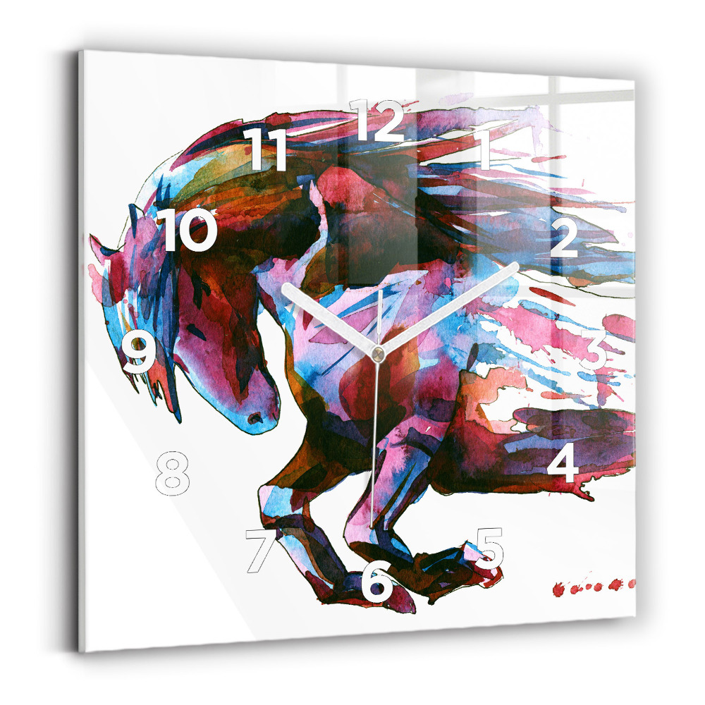 Szögletes fali üvegóra 30x30 Ló futásban