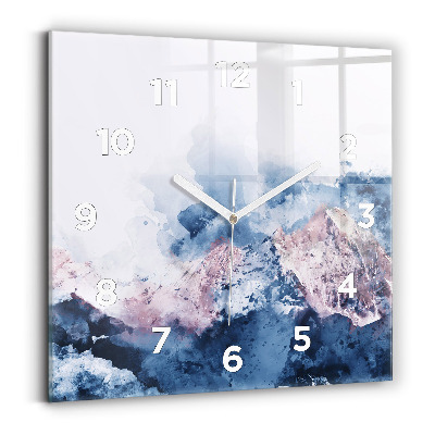 Négyzet alakú üvegóra 30x30 Absztrakt hegyláncok