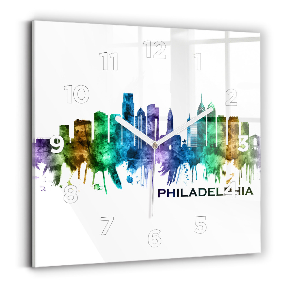 Szögletes üvegóra 30x30 Színes Philadelphia