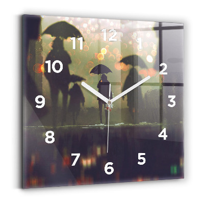 Négyzet alakú üvegóra 30x30 Emberek esernyővel