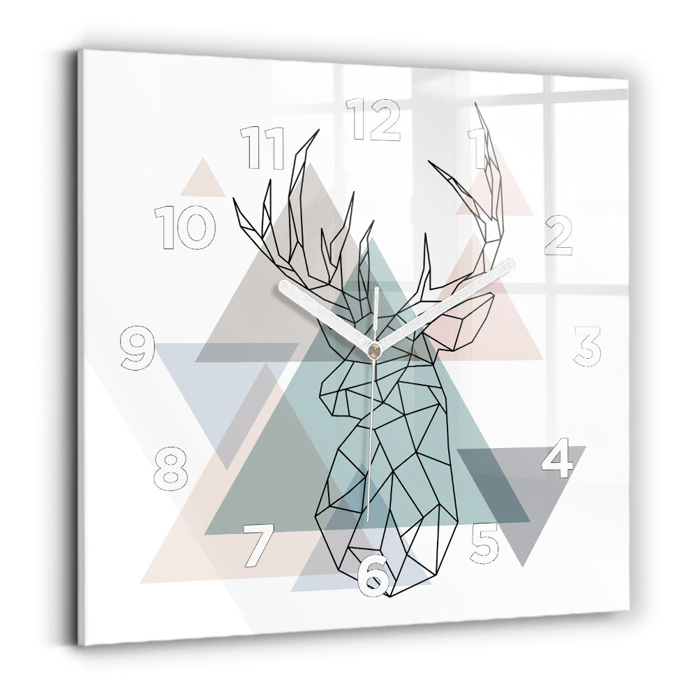 Szögletes üvegóra 30x30 Rénszarvas skandináv stílusban