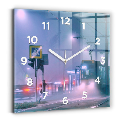 Szögletes fali üvegóra 30x30 Varsó a ködben