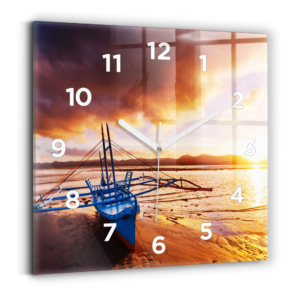 Négyzet alakú üvegóra 30x30 Hajó és naplemente