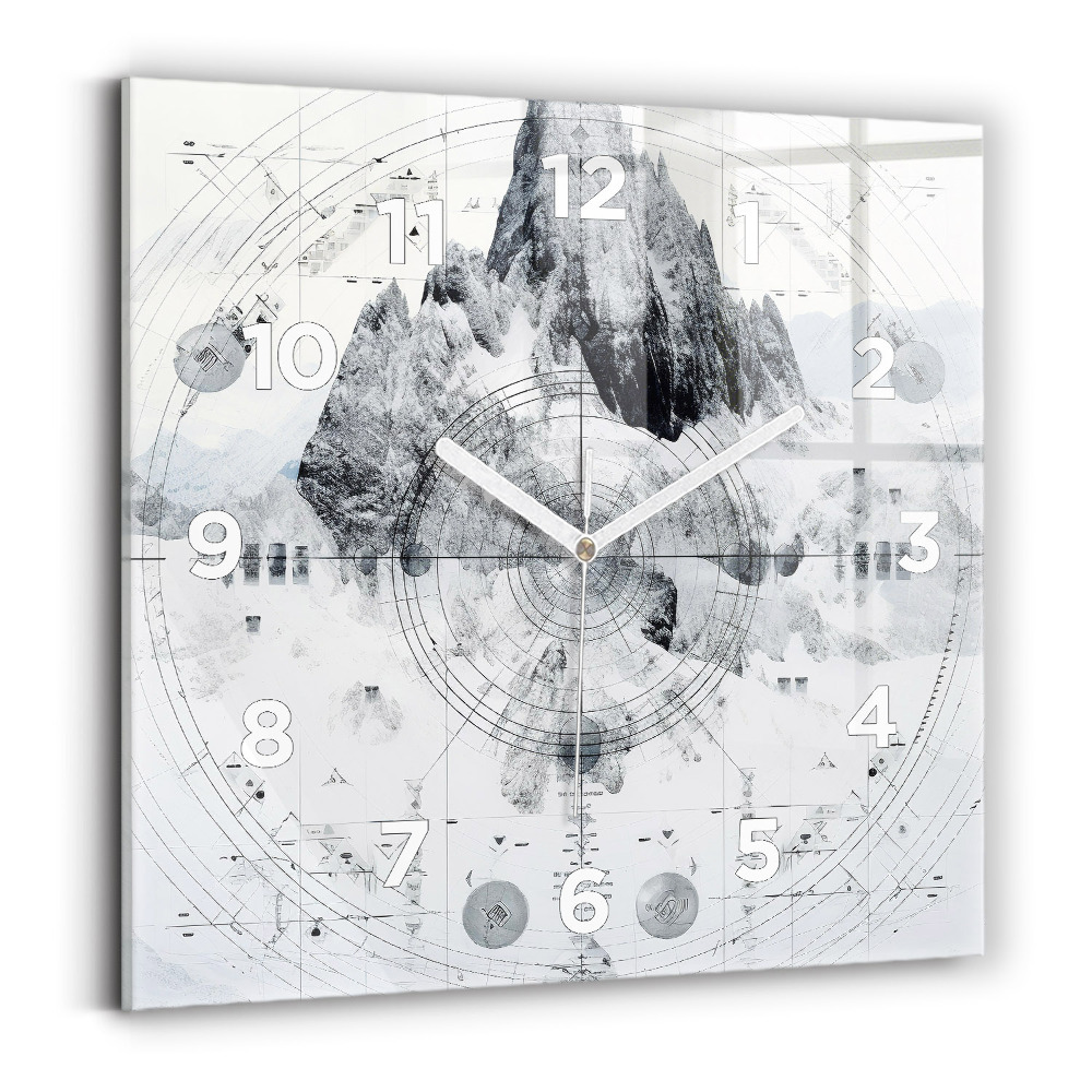 Szögletes üvegóra 30x30 Rajzfilm hegyek