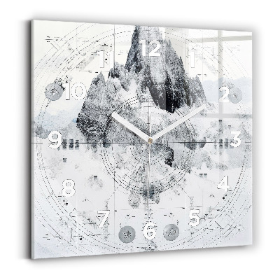 Szögletes üvegóra 30x30 Rajzfilm hegyek