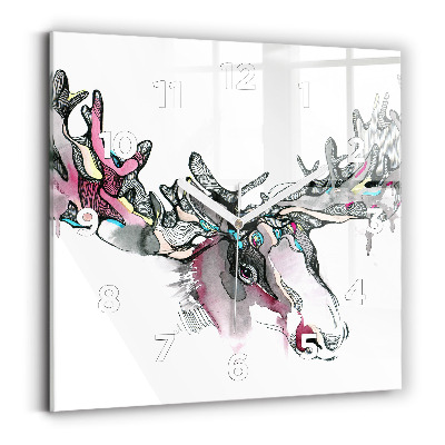 Szögletes üvegóra 30x30 Jávorszarvas absztrakció