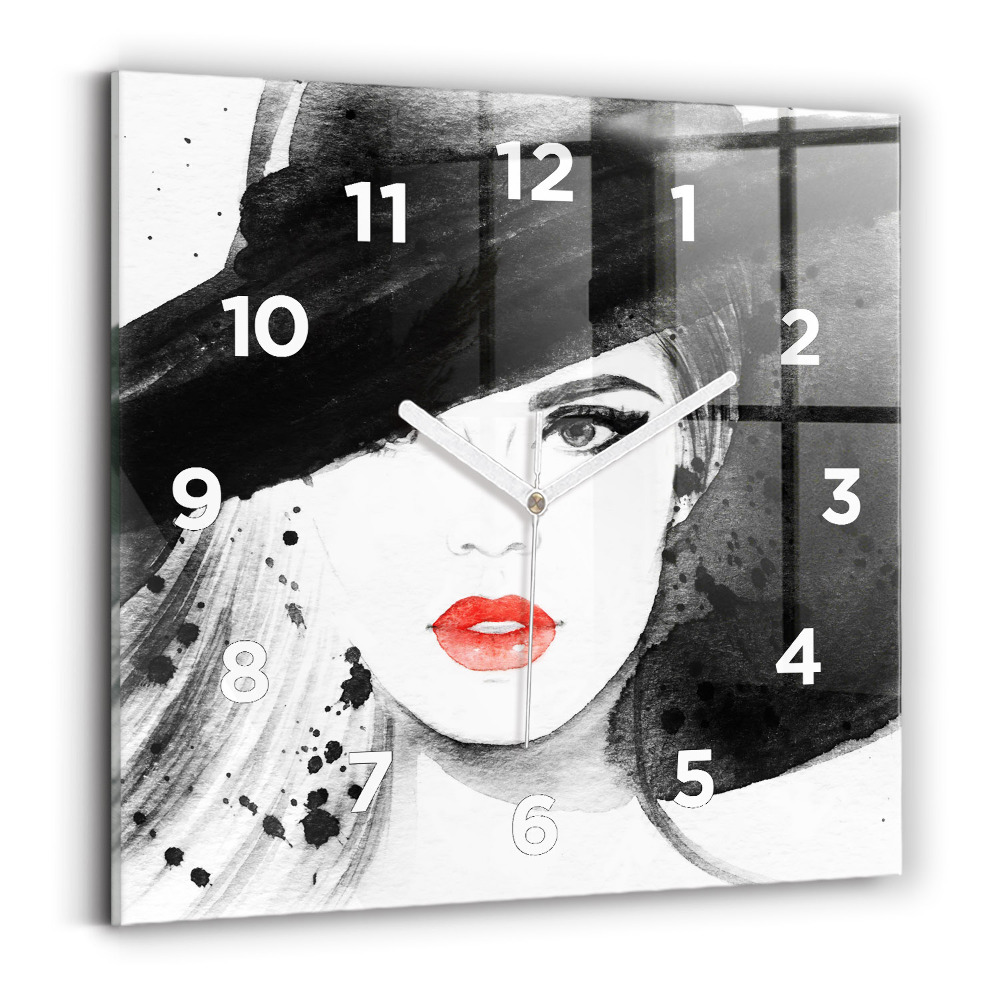 Négyzetes üvegóra 30x30 Nő kalapban