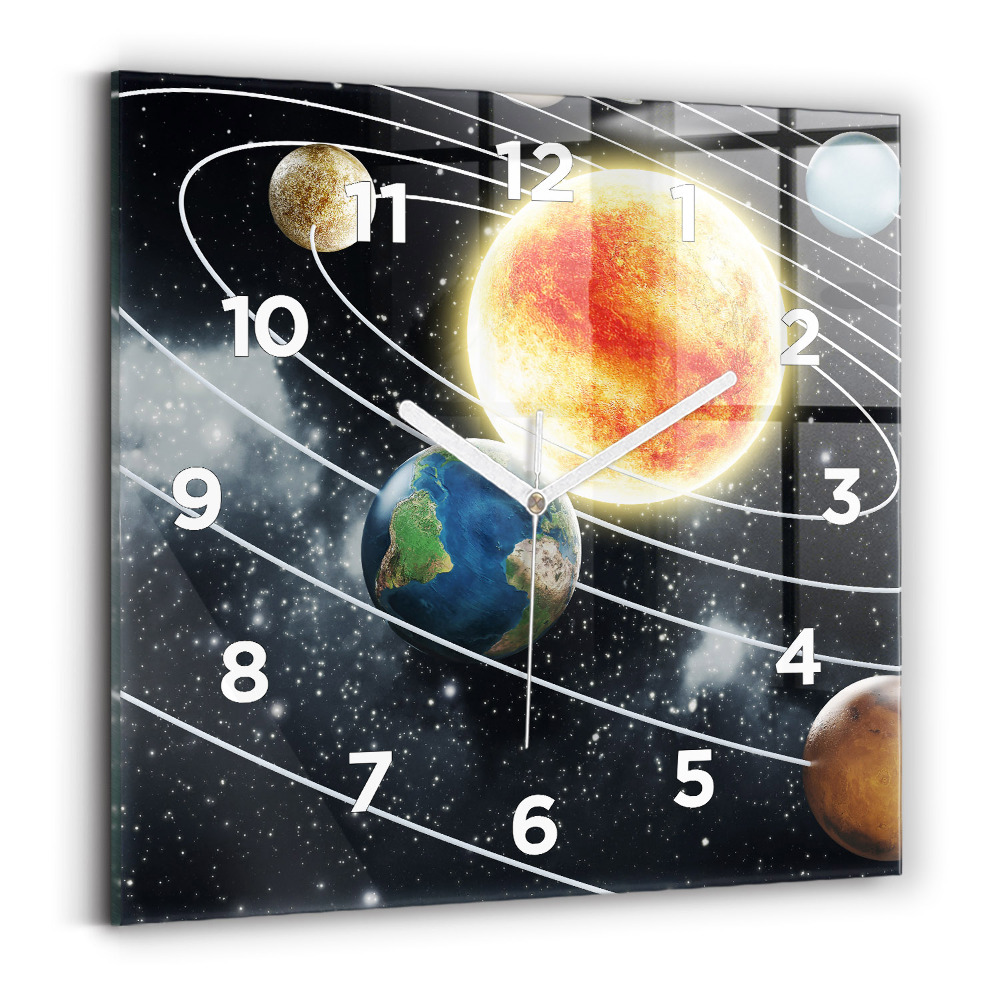 Szögletes fali üvegóra 30x30 Naprendszer