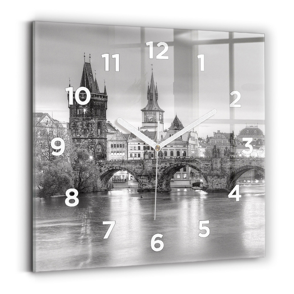 Négyzetes üvegóra 30x30 Károly híd Prágában