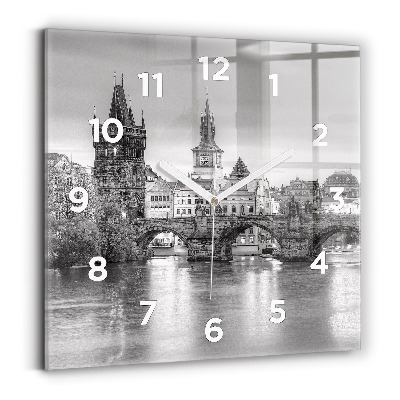 Négyzetes üvegóra 30x30 Károly híd Prágában