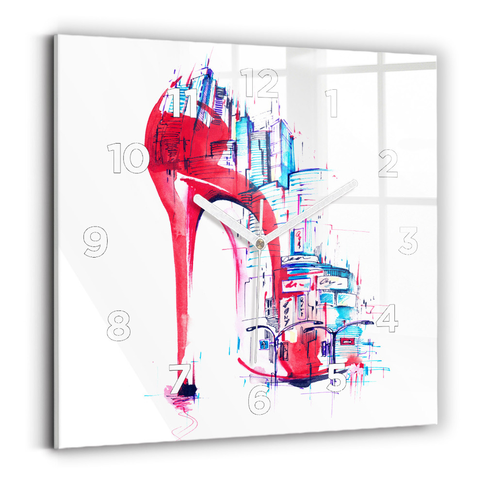 Szögletes üvegóra 30x30 Piros sarkú