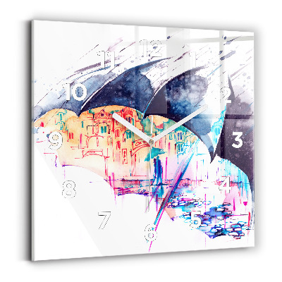 Négyzet alakú üvegóra 30x30 Esernyő és város