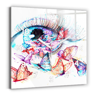 Négyzetes üvegóra 30x30 Színes pillangó szem