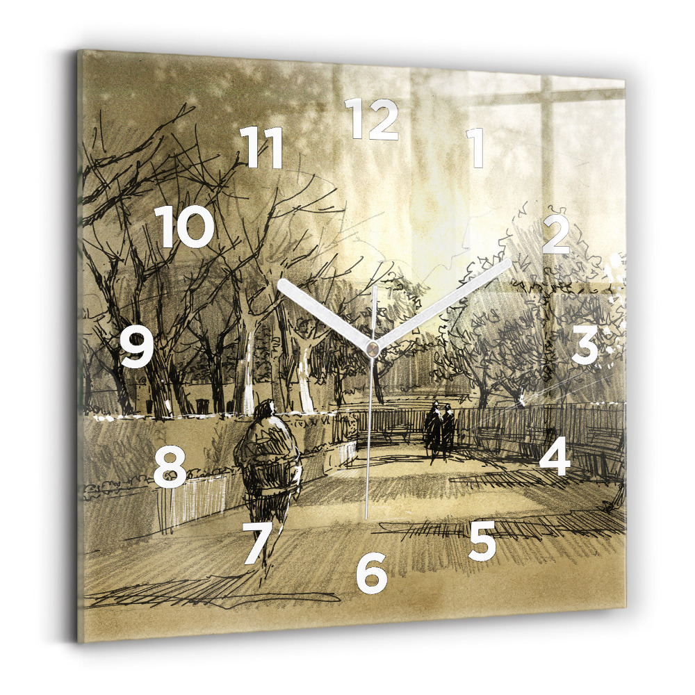 Szögletes fali üvegóra 30x30 Park és a szépia fák