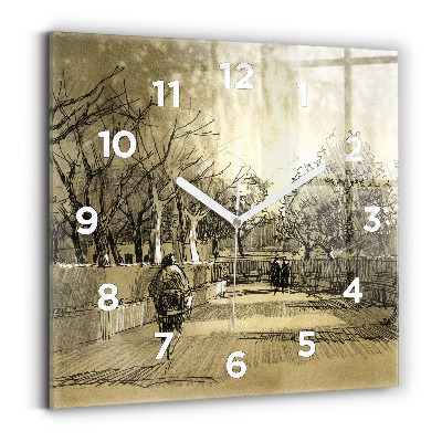Szögletes fali üvegóra 30x30 Park és a szépia fák