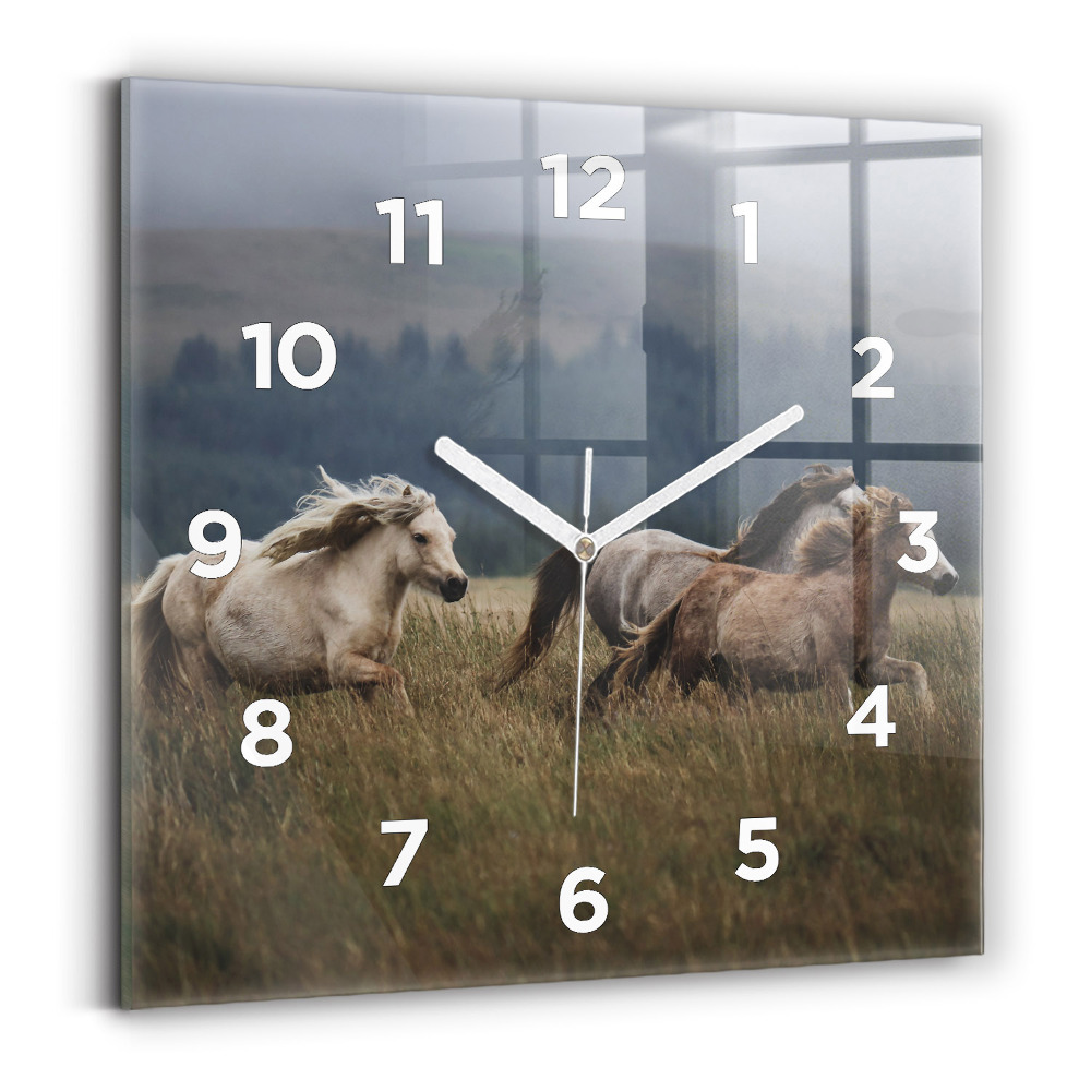 Szögletes fali üvegóra 30x30 Lovak vágtatnak