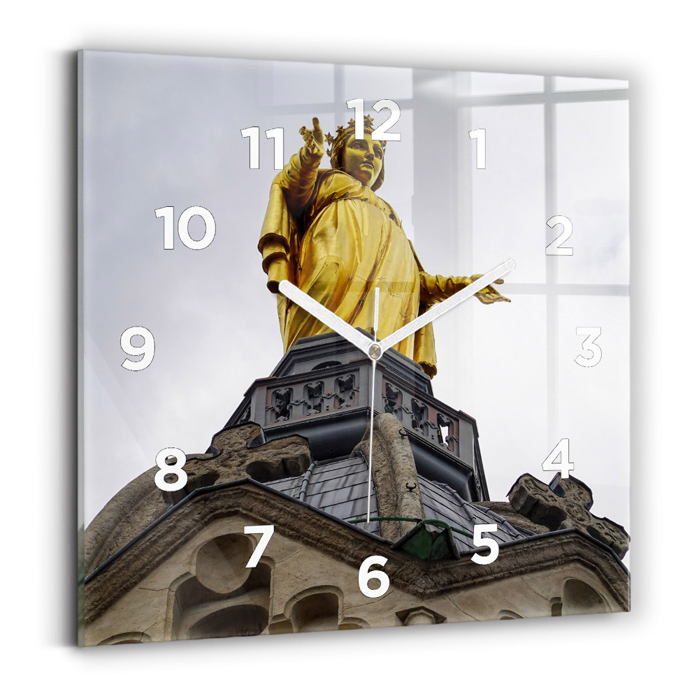 Négyzetes üvegóra 30x30 Szűzanya szobra Lyonban