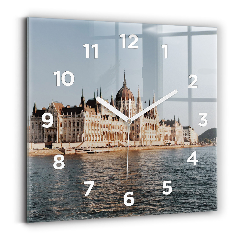 Szögletes üvegóra 30x30 Országgyűlés Budapesten