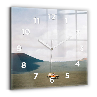 Négyzetes üvegóra 30x30 Jármű a kamcsatkai sivatagban