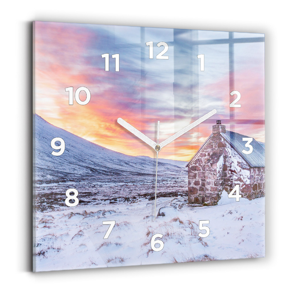 Szögletes fali üvegóra 30x30 Ház a hegyekben