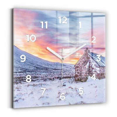 Szögletes fali üvegóra 30x30 Ház a hegyekben