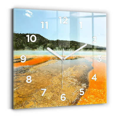 Szögletes üvegóra 30x30 Tó hegyekkel