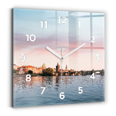 Négyzetes üvegóra 30x30 Károly híd Prágában