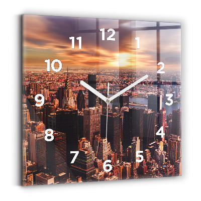 Szögletes fali üvegóra 30x30 Panoráma a naplemente városra