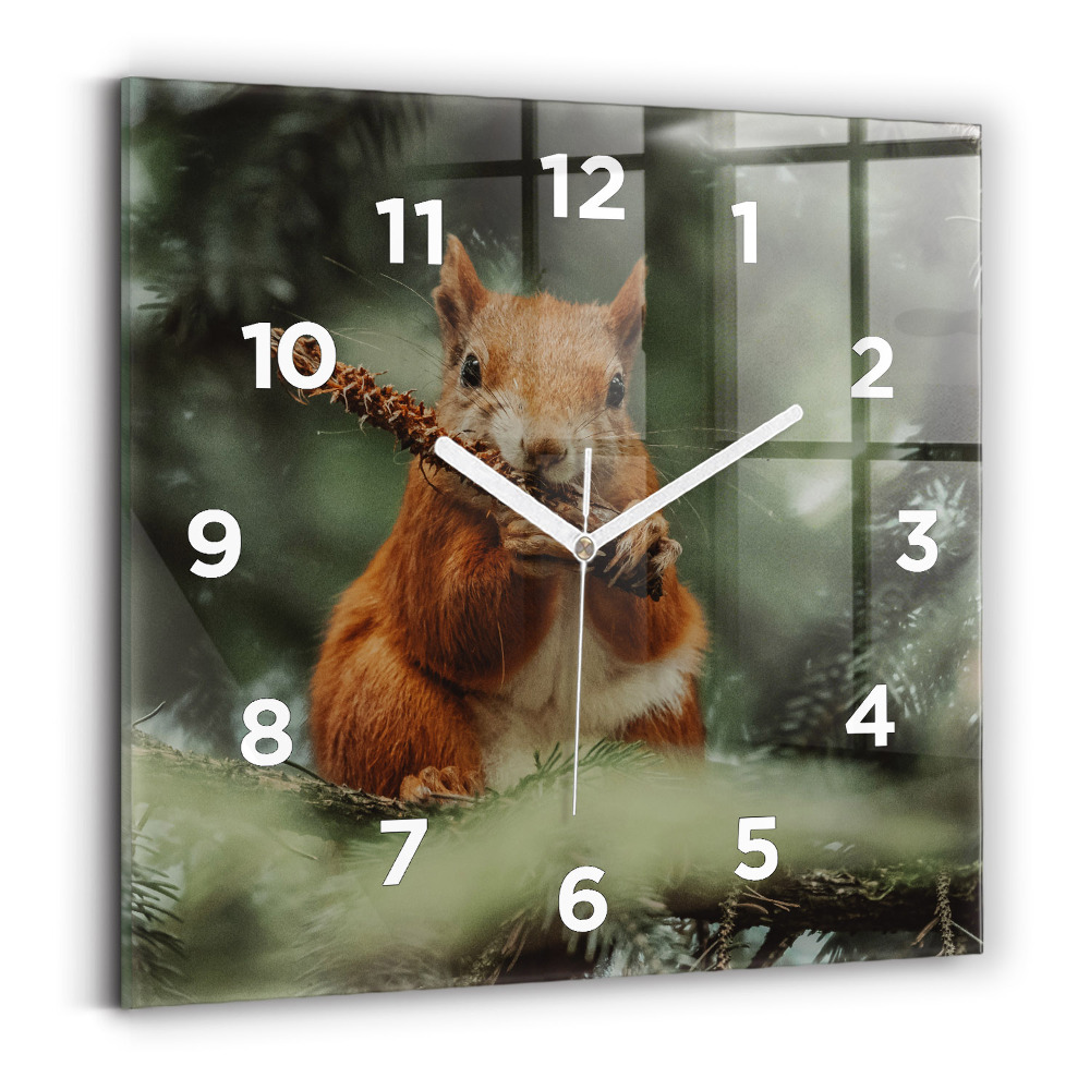 Szögletes fali üvegóra 30x30 Mókus és vad természet