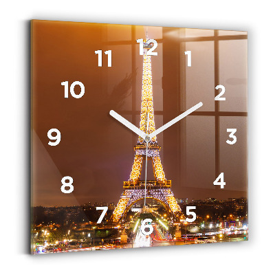 Négyzetes üvegóra 30x30 Kivilágított Eiffel-torony