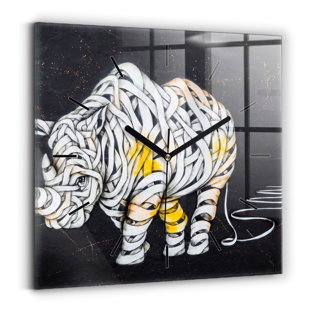 Szögletes üvegóra 30x30 Absztrakt orrszarvú