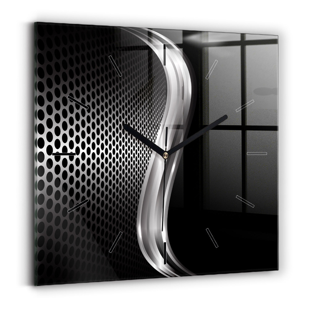 Szögletes fali üvegóra 30x30 Black metal absztrakció