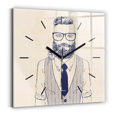 Szögletes üvegóra 30x30 Szakállas férfi