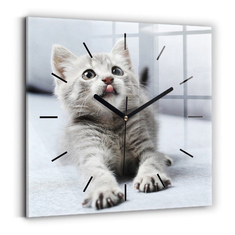 Négyzetes üvegóra 30x30 Macska a kanapén