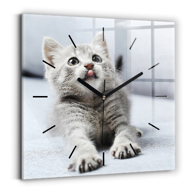 Négyzetes üvegóra 30x30 Macska a kanapén