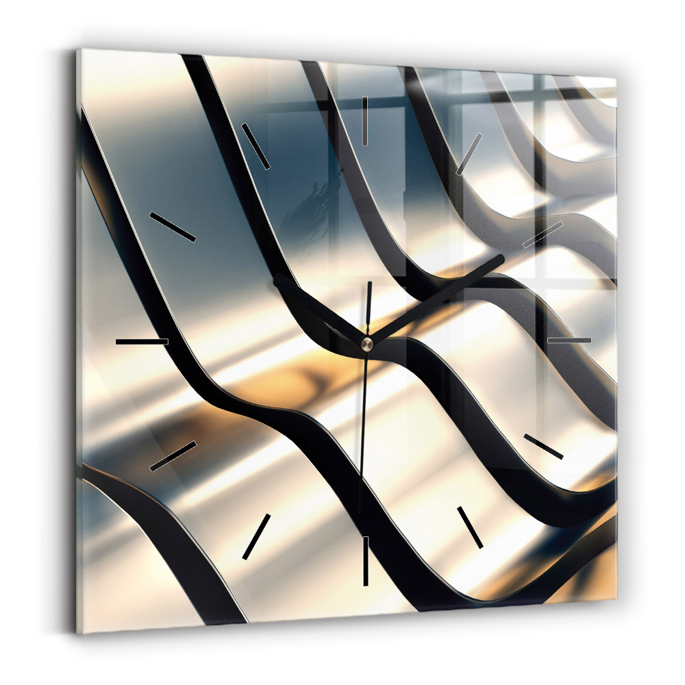 Szögletes fali üvegóra 30x30 Ezüst mintás