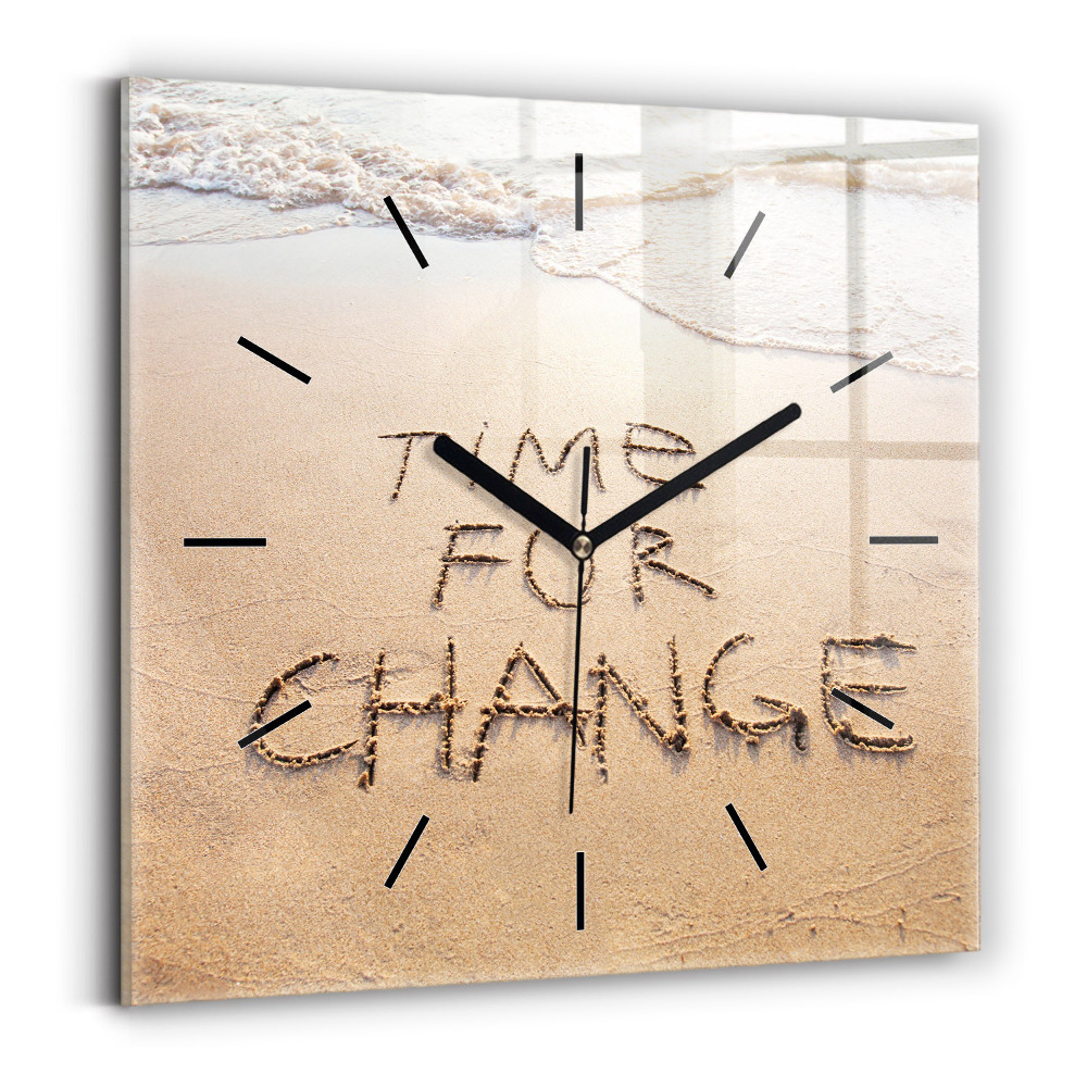 Szögletes üvegóra 30x30 Beach idézet