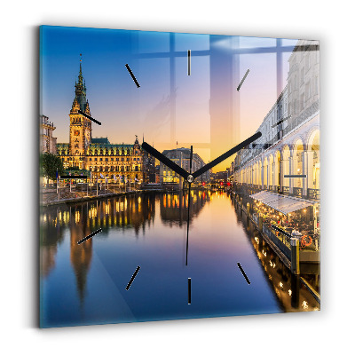 Négyzetes üvegóra 30x30 Hamburg városháza