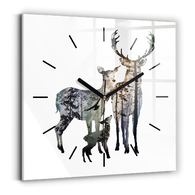 Négyzetes üvegóra 30x30 Szarvas család