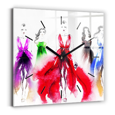 Szögletes üvegóra 30x30 Nők színes ruhákban