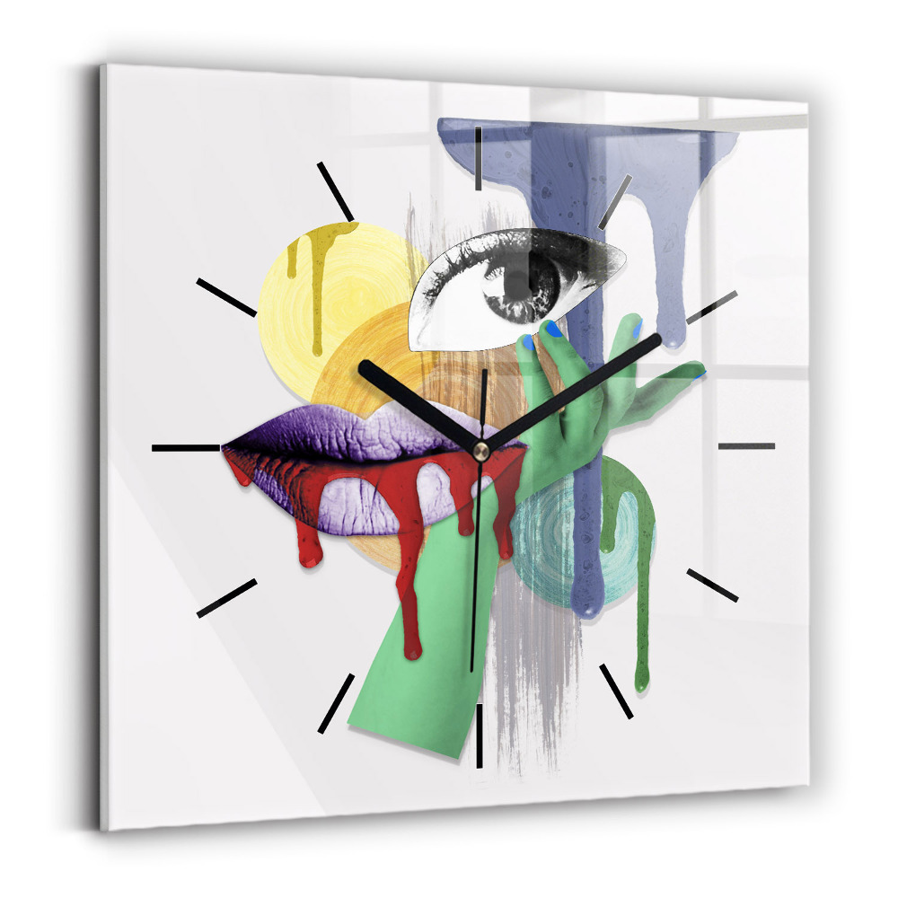 Négyzetes üvegóra 30x30 Szürreális kollázs