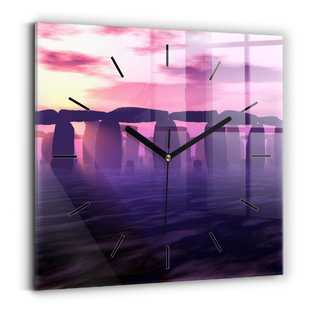 Négyzetes üvegóra 30x30 Naplemente Stonehenge-ben