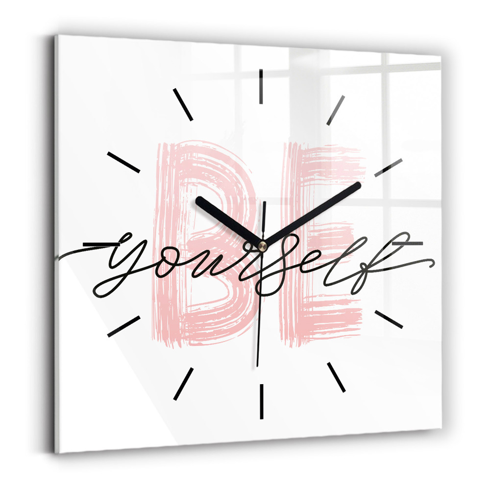 Négyzetes üvegóra 30x30 A Légy önmagad felirat