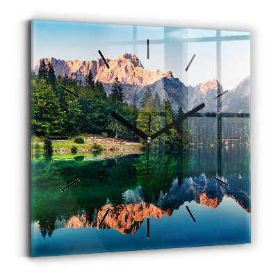 Négyzetes üvegóra 30x30 Tó táj