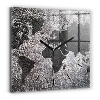 Szögletes fali üvegóra 30x30 Konkrét világtérkép