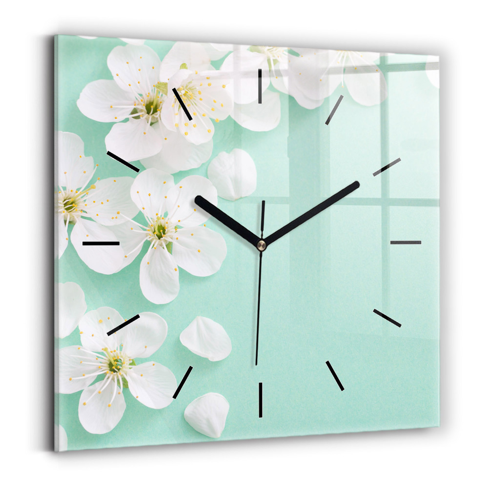 Szögletes fali üvegóra 30x30 Virágzó almafa virágok