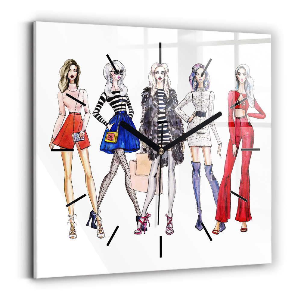 Szögletes fali üvegóra 30x30 Divatos lányok