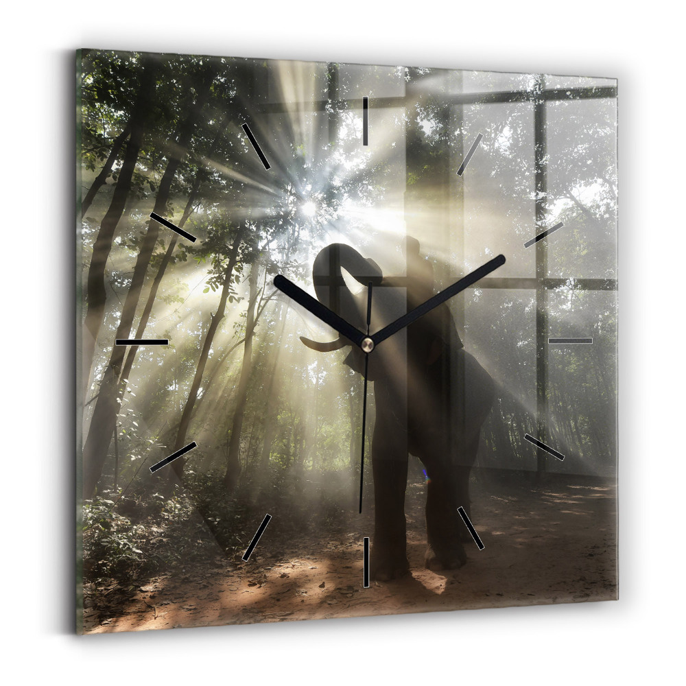 Szögletes üvegóra 30x30 Elefánt a dzsungelben