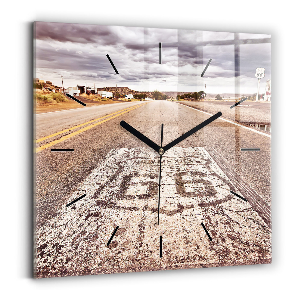 Szögletes fali üvegóra 30x30 Route 66 USA