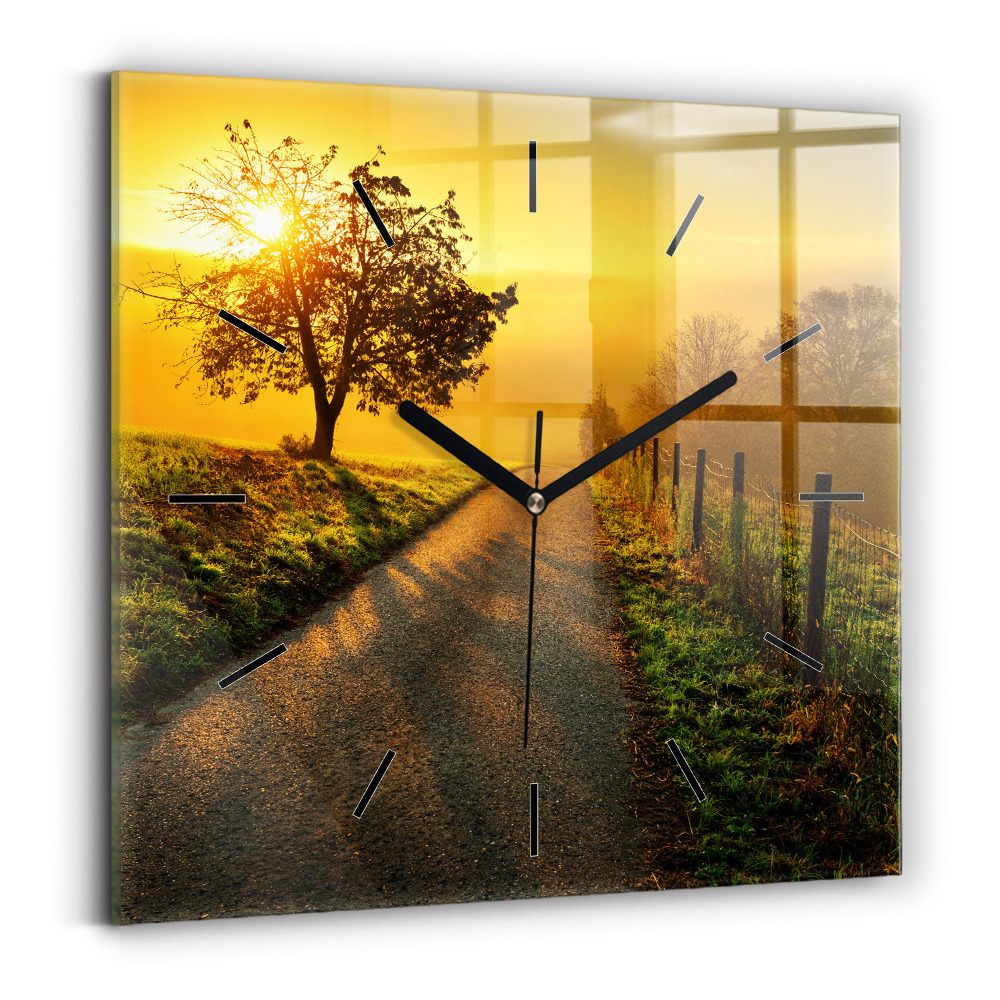 Szögletes üvegóra 30x30 Köd napkeltekor